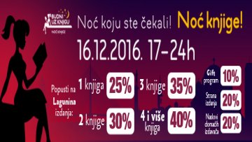 „Ноћ књиге“ у Лагуниним књижарама, у петак 16. децембра